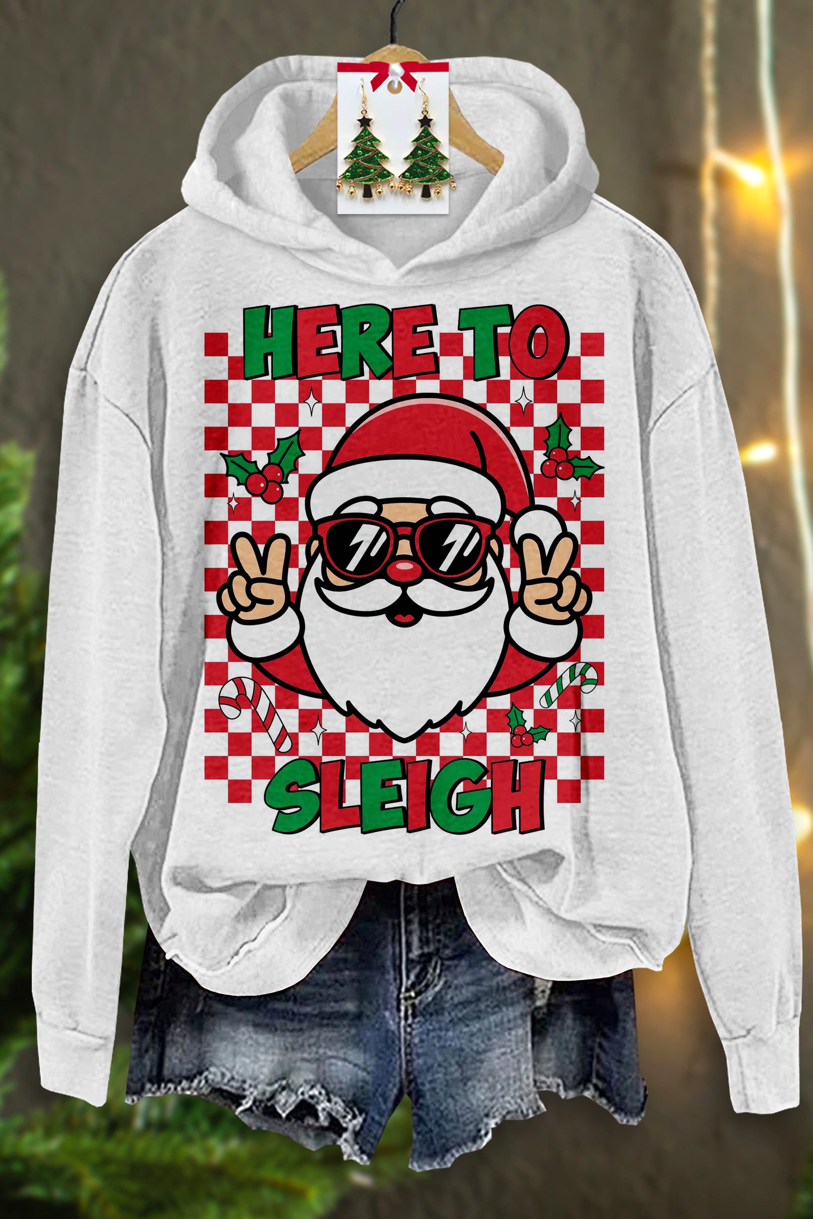 Casual Christmas Santa Print Long Sleeve Hoodie