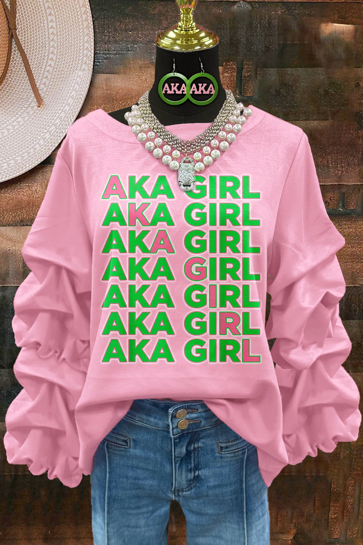 Classic Alpha Kappa Alpha Sorority Print Pleated Top