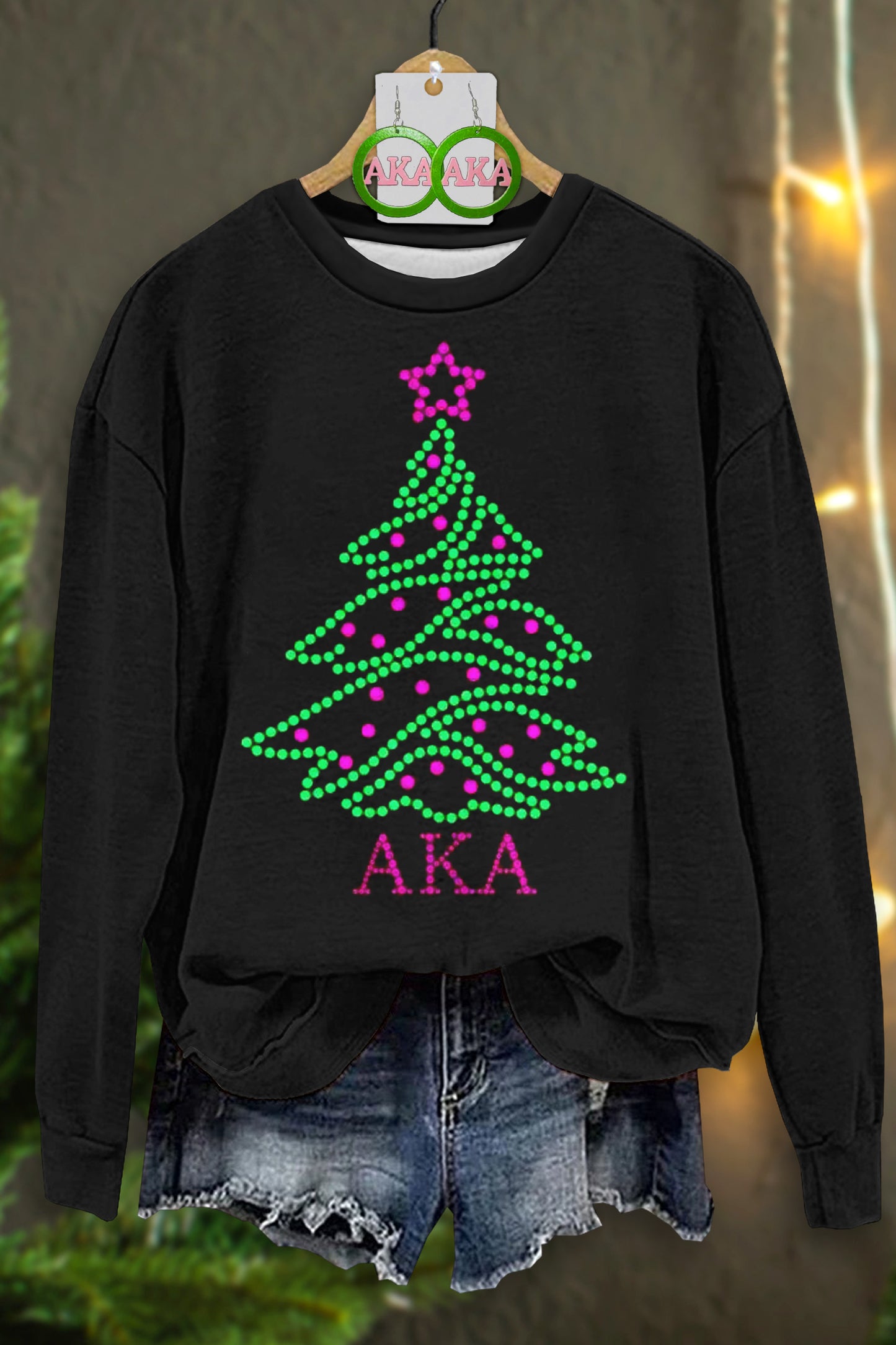 Alpha Kappa Alpha Sorority Christmas Tree Print Sweatshirt