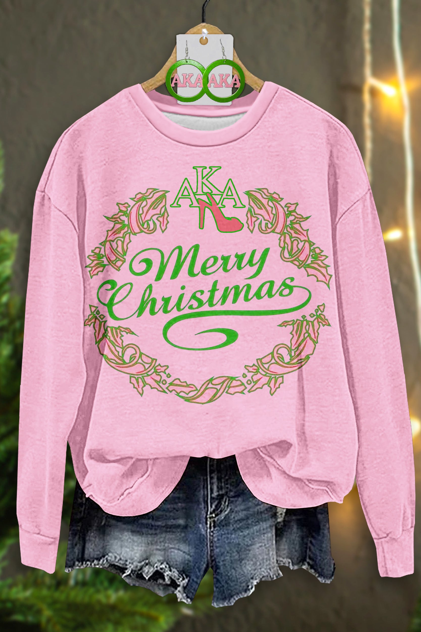 Sweet Alpha Kappa Alpha Sorority Christmas Print Sweatshirt