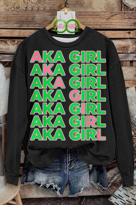 Casual Alpha Kappa Alpha Sorority Print Sweatshirt