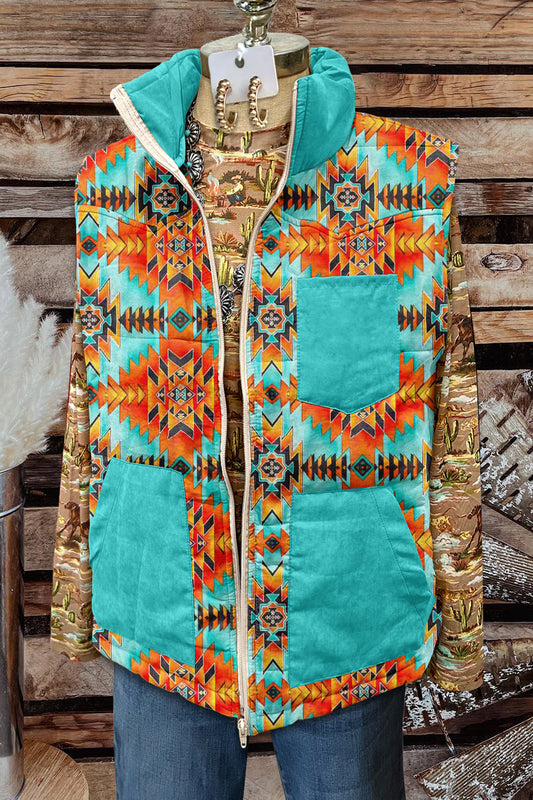 Classic Aztec Print Pocket Vest