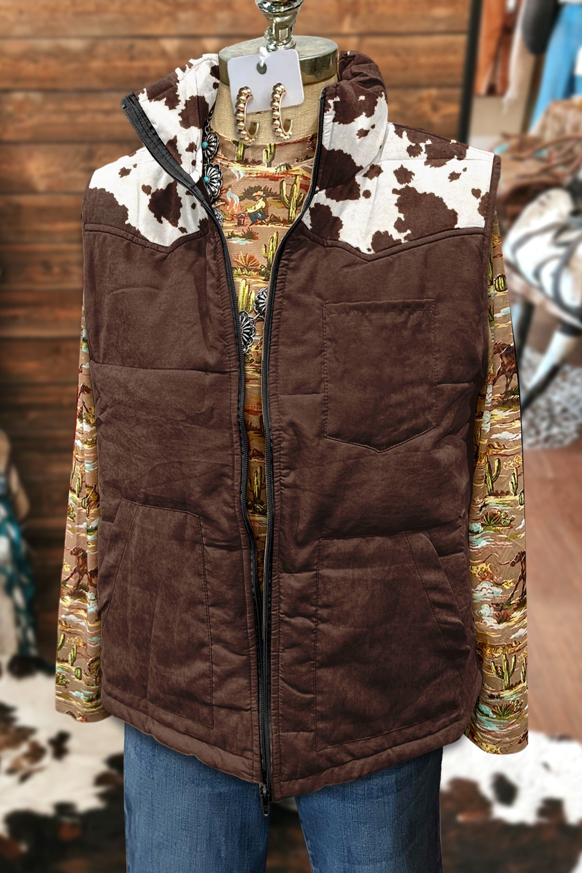 Vintage Milk Print Pocket Vest