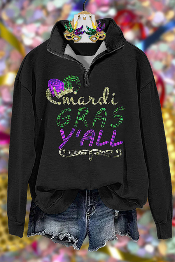 Classic Carnival Print Zip-Up Sweatshirt