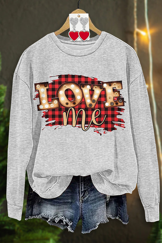 Simple Valentine's Day Love Print Sweatshirt