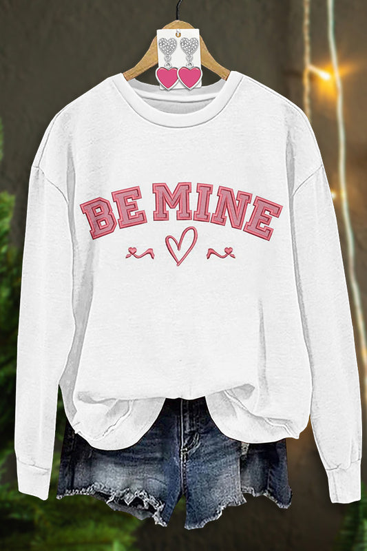 Casual Valentine's Day Be Mine Print Sweatshirt