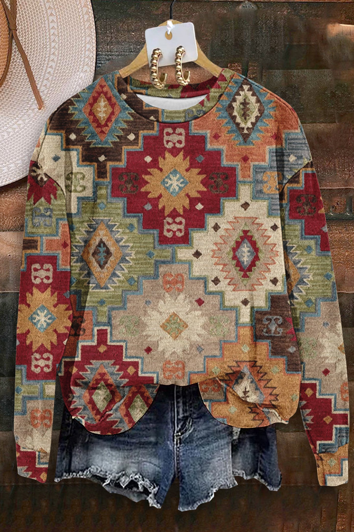 Vintage Aztec Print Sweatshirt