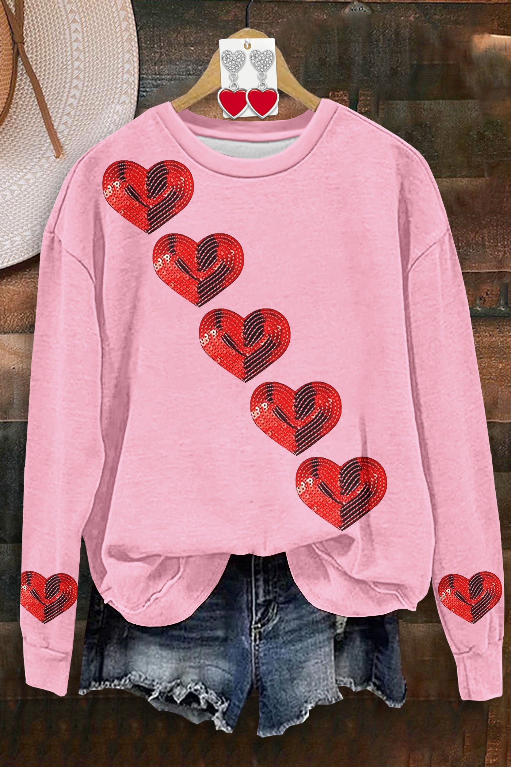 Sweet Heart Print Sweatshirt