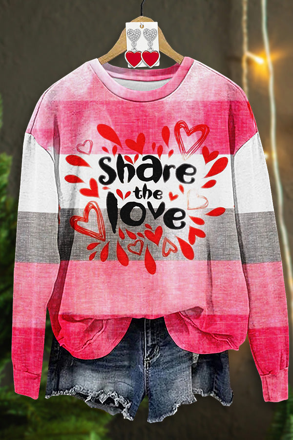 Sweet Valentine's Day Print Sweatshirt