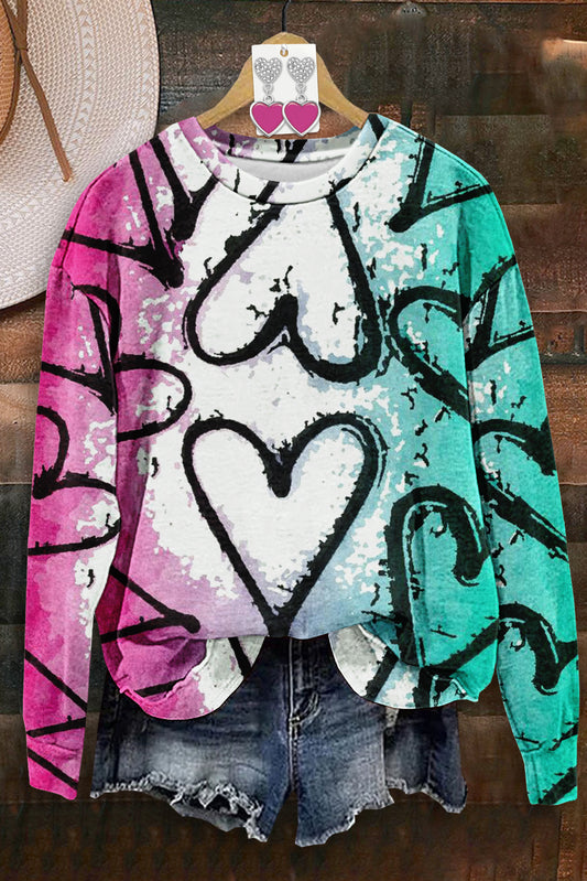 Fresh Heart Printed Sweatshirt