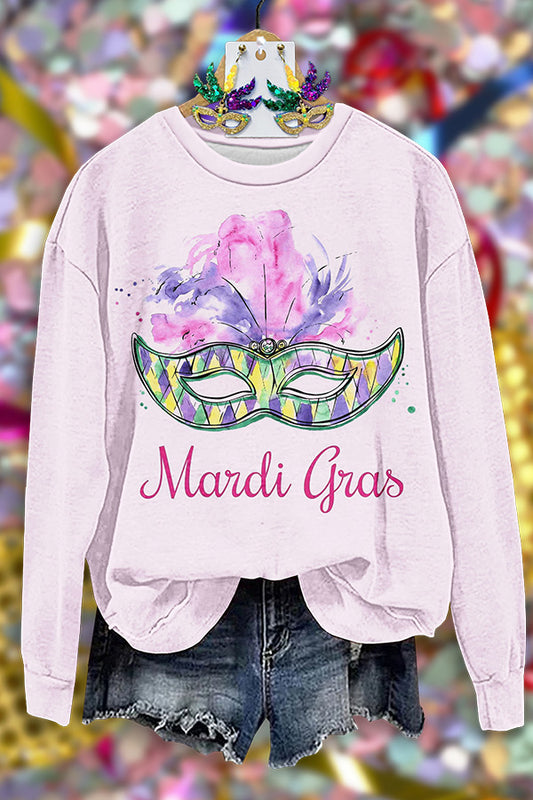 Fresh Mardi Gras Print Sweatshirt