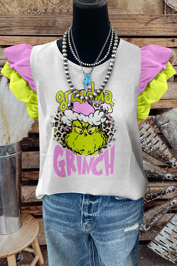 Pretty Cozy Grinch Flying Sleeve Top