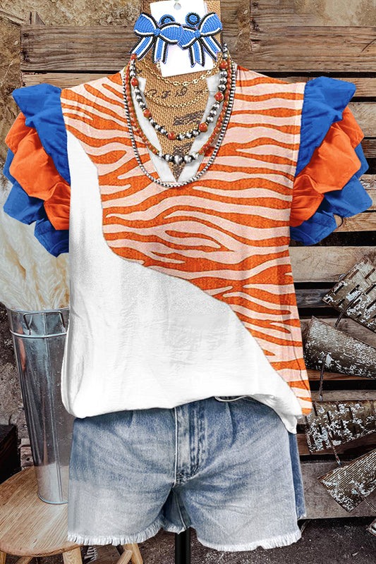 Auburn Tiger Gameday Football Print Flying Sleeve Top