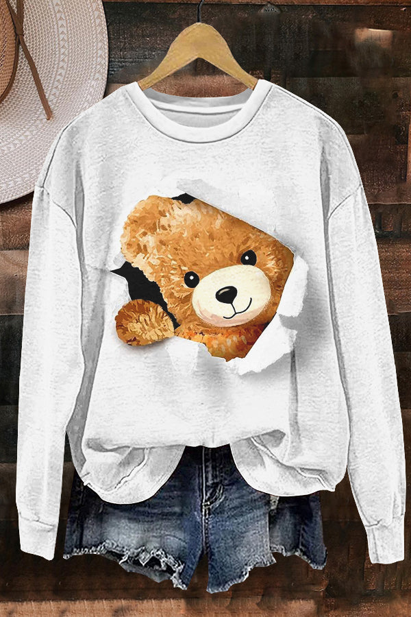 Cute Little Bear Print Sweatshirt