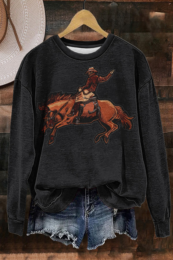 NFR Western Horse Racing Cowboy Print Sweatshirt