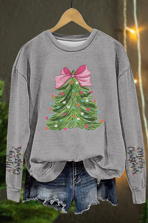 Sweet Christmas Tree Print Sweatshirt