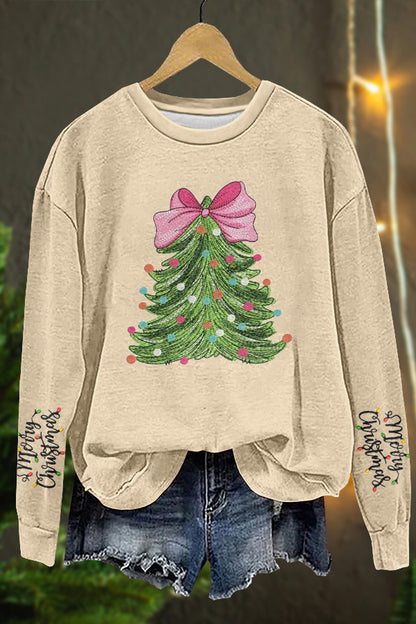 Sweet Christmas Tree Print Sweatshirt