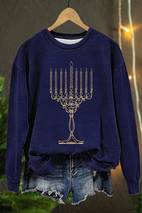 Classic Festival Hanukkah Print Sweatshirt