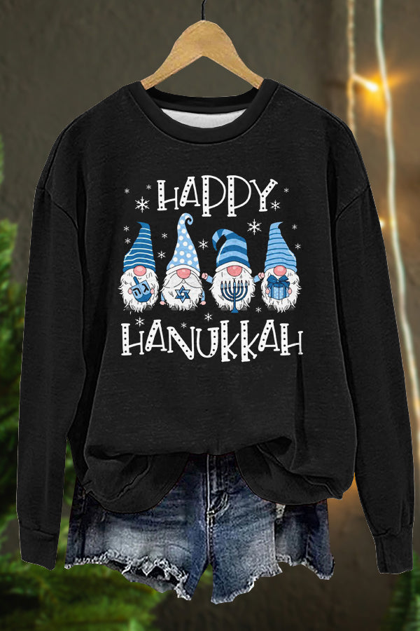 Cute Hanukkah Print Sweatshirt