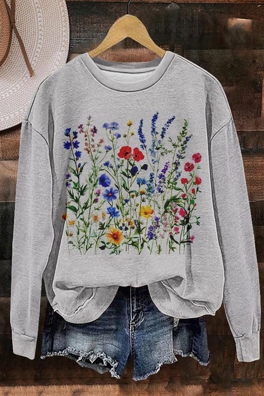 Sweet Wildflowers Print Sweatshirt