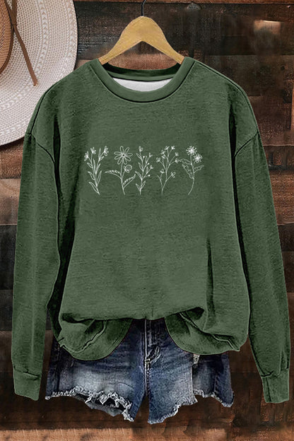 Sweet Flowers Print Sweatshirt