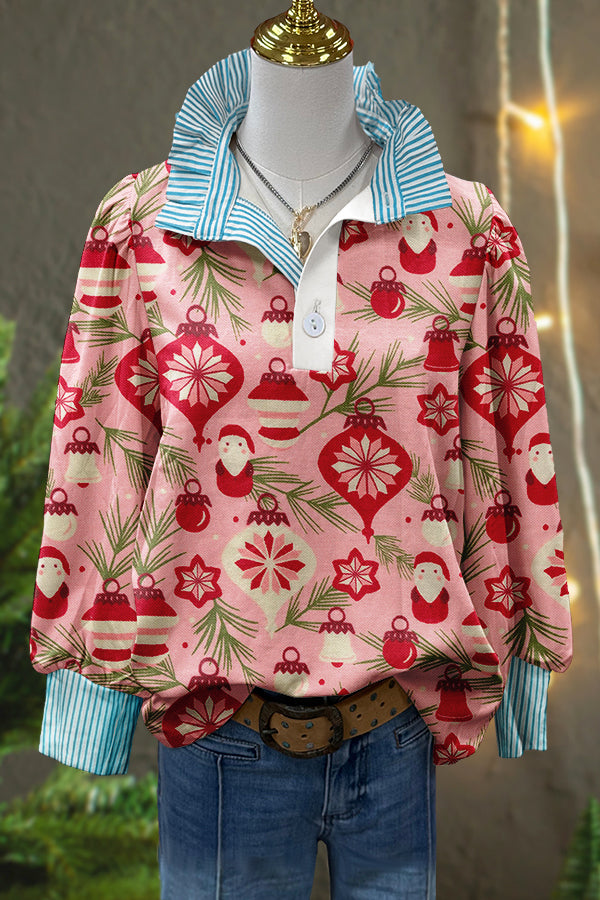 Sweet Christmas Lights Puff Sleeve Top