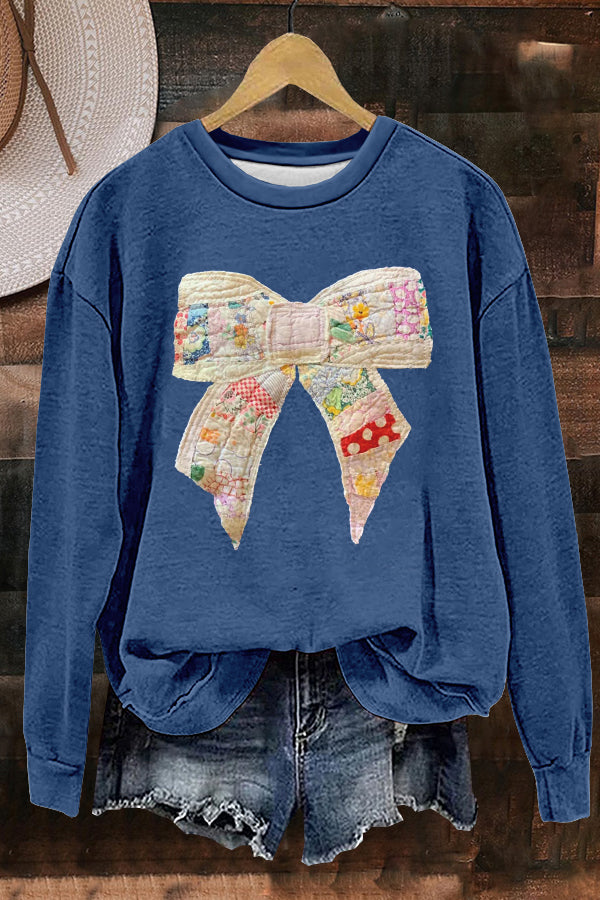 Sweet Bow Print Sweatshirt