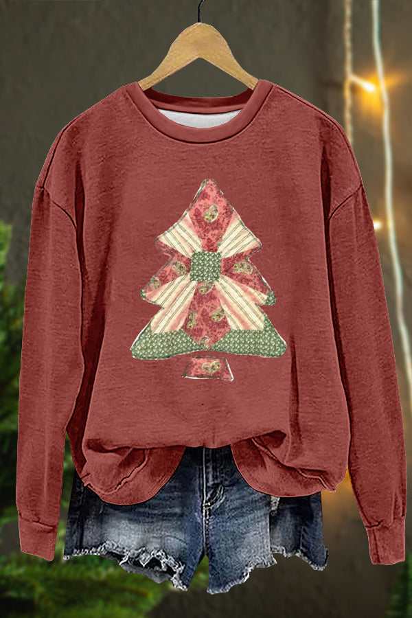 Cute Christmas Tree Print Sweatshirt