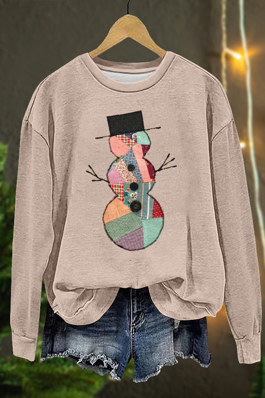 Cute Christmas Snowman Print Sweatshirt