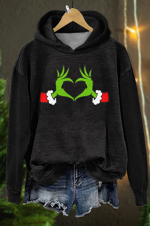 Cute Christmas Grinch Print Sweatshirt