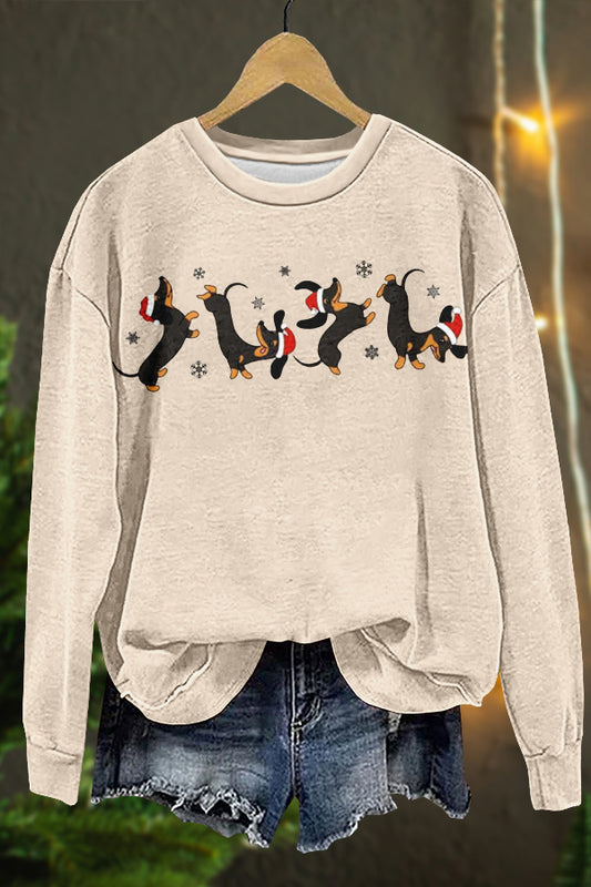 Christmas Dachshund Print Sweatshirt