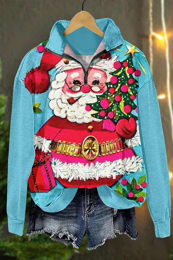 Unique Christmas Santa Claus Print Sweatshirt