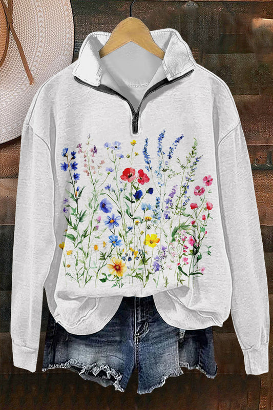 Sweet Wildflowers Print Sweatshirt