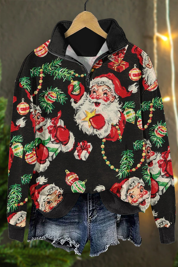 Classic Christmas Santa Claus Print Sweatshirt