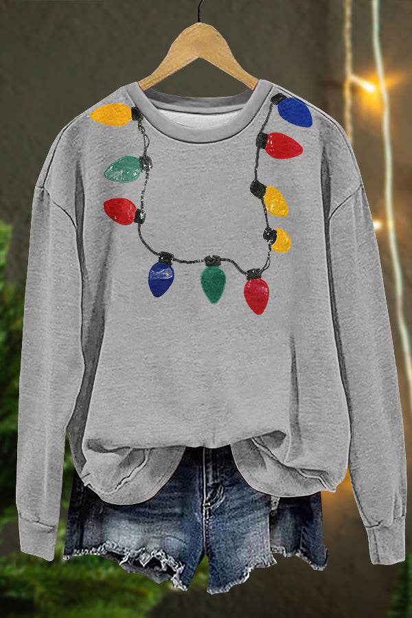 Funny Christmas Lights Print Sweatshirt