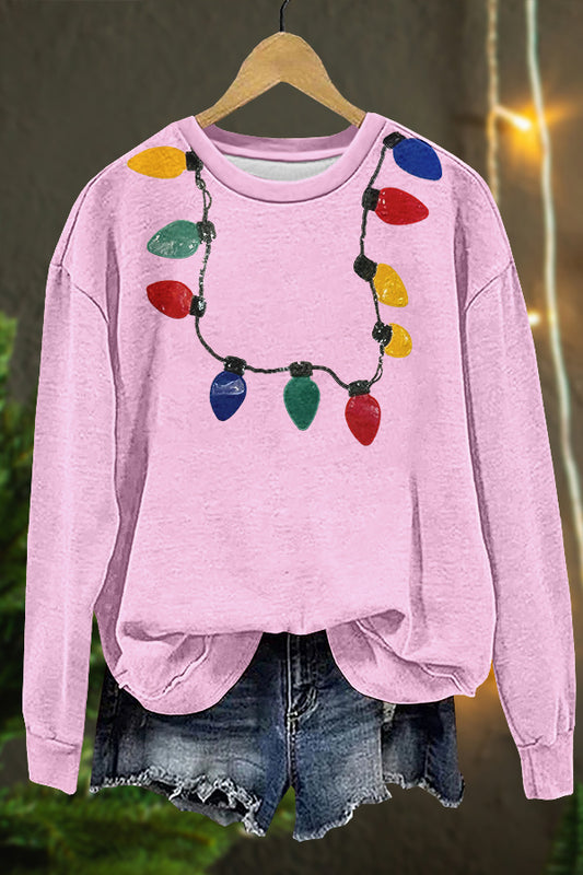 Funny Christmas Lights Print Sweatshirt