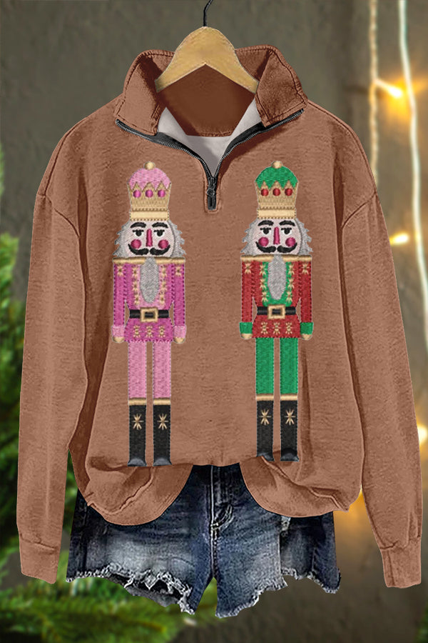 Cute Christmas Nutcracker Print Sweatshirt