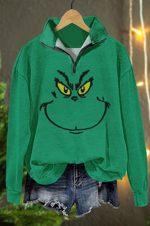 Funny Christmas Grinch Print Sweatshirt