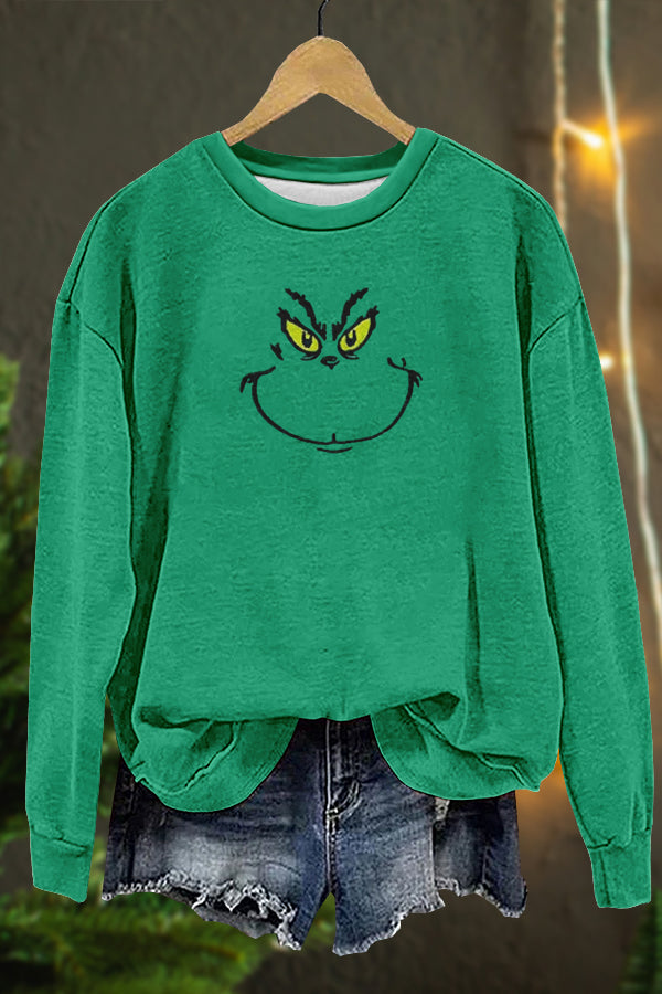 Funny Christmas Grinch Print Sweatshirt