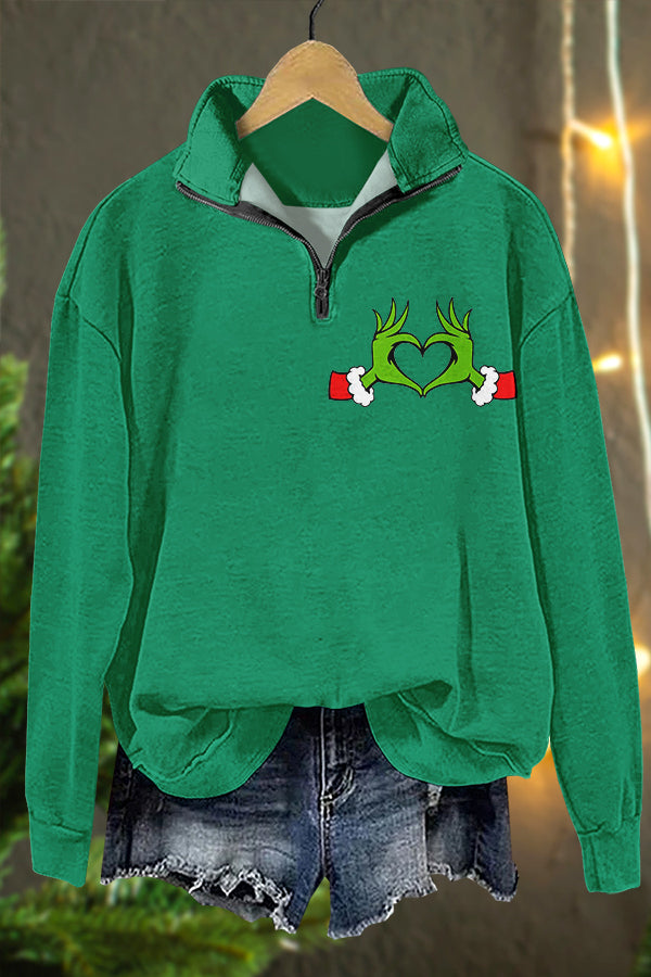 Funny Christmas Grinch Print Sweatshirt