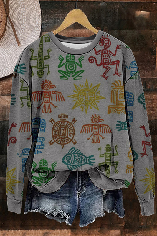 Unique Western Aztec Print Sweatshirt