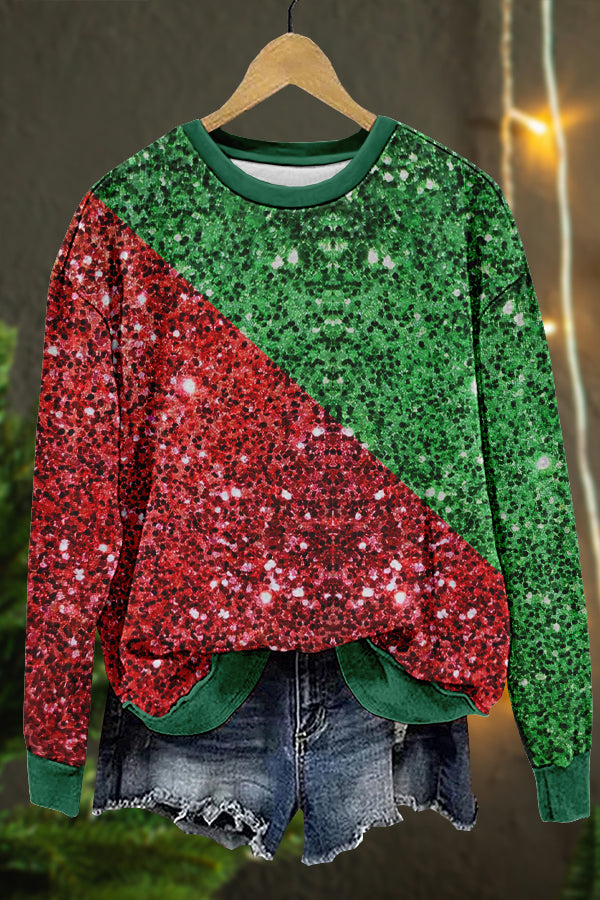 Shiny Christmas Print Sweatshirt