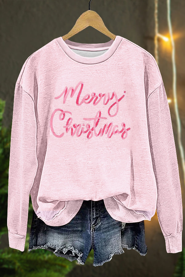 Sweet Merry Christmas Print Sweatshirt