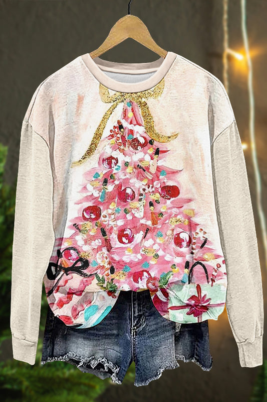 Cute Christmas Tree Print Sweatshirt