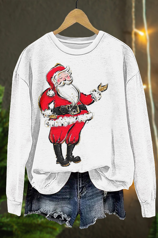 Cute Christmas Santa Claus Print Sweatshirt