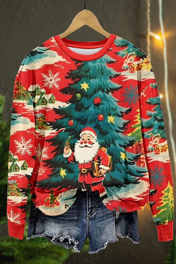 Cute Christmas Santa Claus Print Sweatshirt