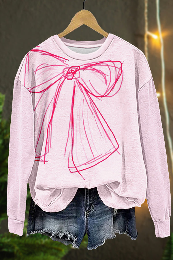 Cute Bow Print Sweatshirt