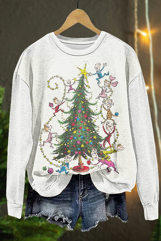 Cute Christmas Grinch Print Sweatshirt