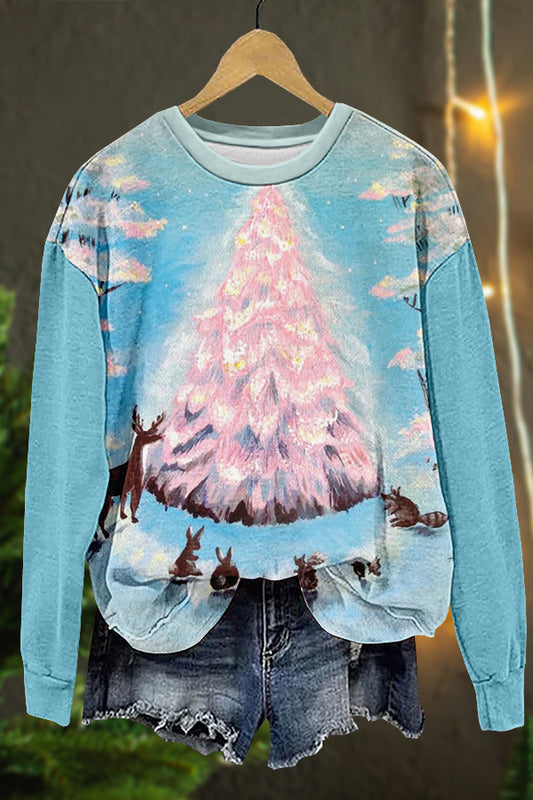 Sweet Christmas Tree Print Sweatshirt