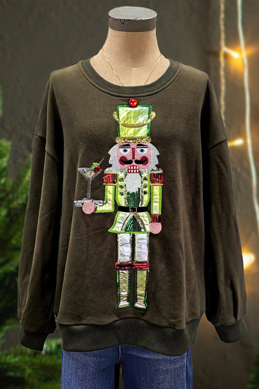 Cute Christmas Nutcracker Print Sweatshirt